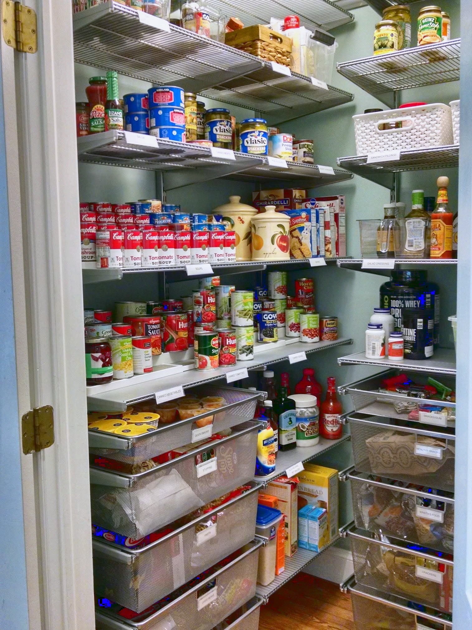 Organized walk-in pantry